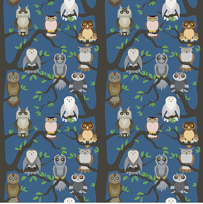 可爱的猫头鹰无缝图案。图片下载