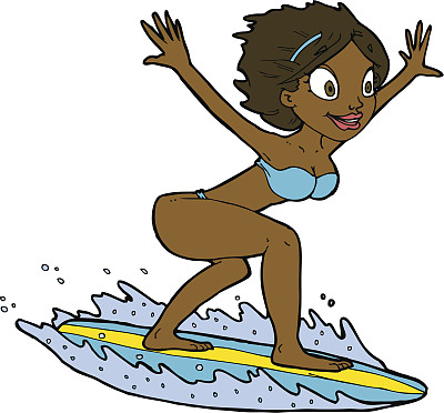 卡通冲浪女孩图片下载