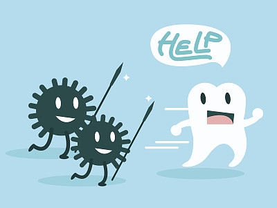 细菌攻击牙齿。图片下载