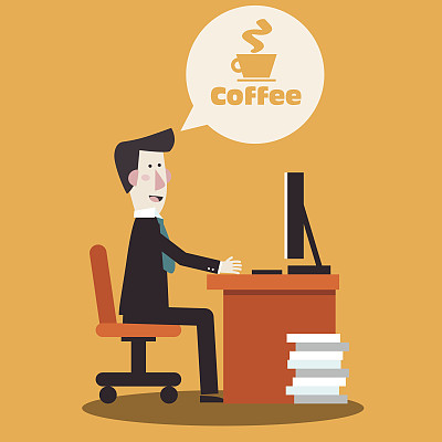 成功的商人考虑打破。咖啡时间，休息，放松的概念图片下载