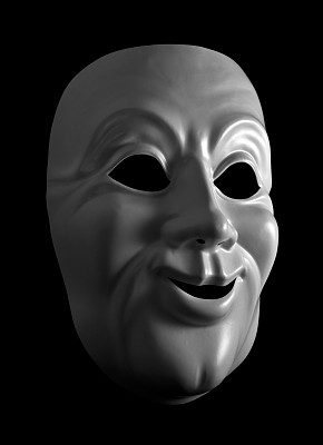 黑色背景下的白色面具。图片下载