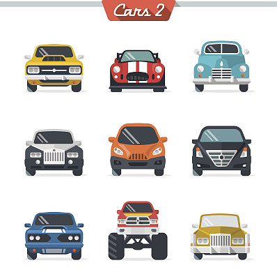 插图多色汽车图标集图片下载