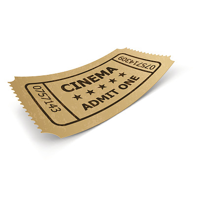 电影院的票孤立在白色。图片下载