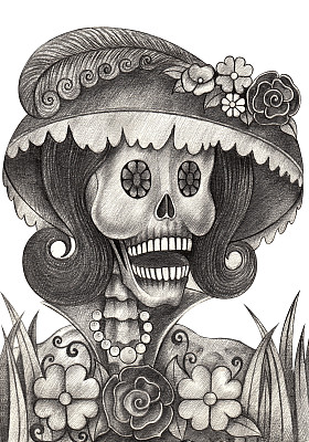 艺术女性骷髅节的死者。图片下载