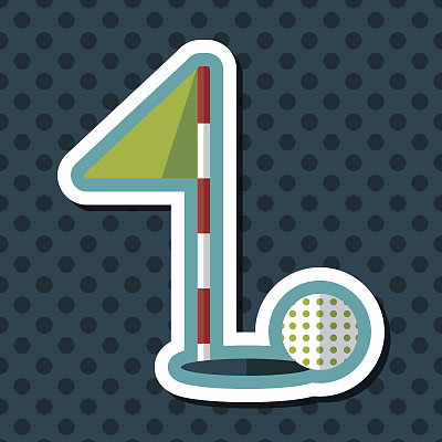 高尔夫平面图标与长影子，eps10图片下载