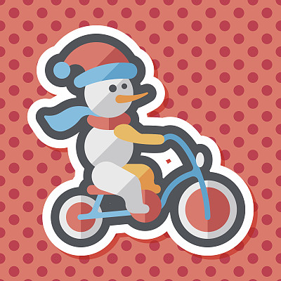 雪人骑自行车的图标与长影子，eps10图片下载