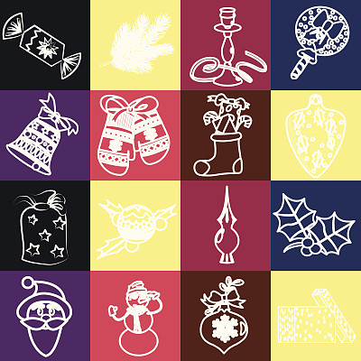一组圣诞图标向量图片下载