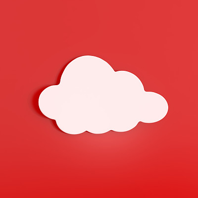 白云贴纸孤立在红色上图片下载
