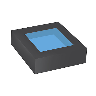 黑色包装盒带顶窗，里面是蓝色的图片下载