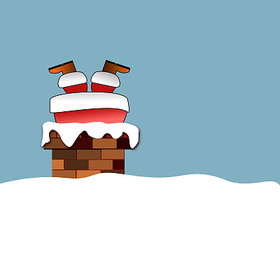 烟囱里的圣诞老人图片下载