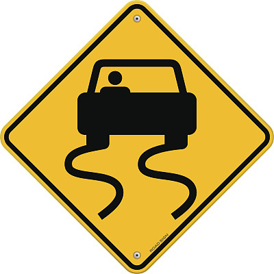 黄色潮湿路标图片下载