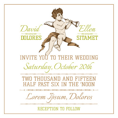 婚礼复古邀请卡-天使图片下载