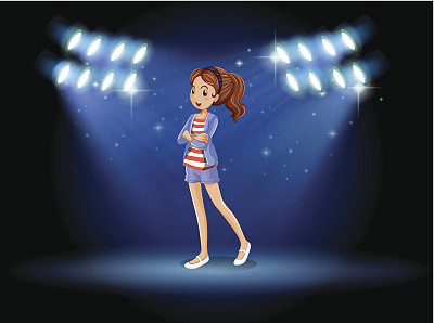 舞台上站着一位年轻女士图片下载