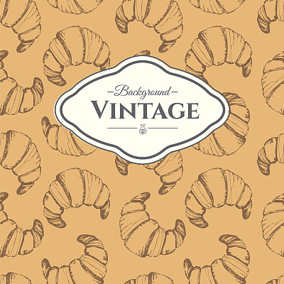 无缝自然背景与羊角面包。新鲜的有机食品。图片下载