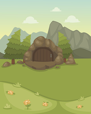 带有洞穴向量的景观图片下载