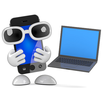 带笔记本电脑的3d智能手机图片下载