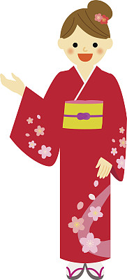 穿着日本传统服饰和服的年轻女子。图片下载