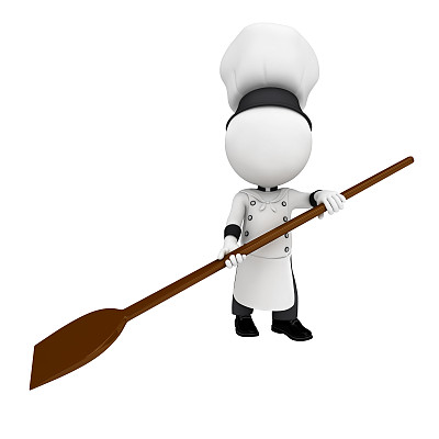 3d白色角色作为厨师与披萨铲图片下载