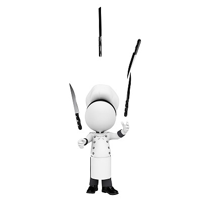 3d白色角色厨师与刀图片下载