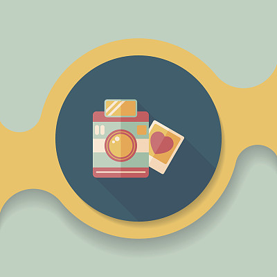 情人节照片长阴影扁平图标，eps10图片下载