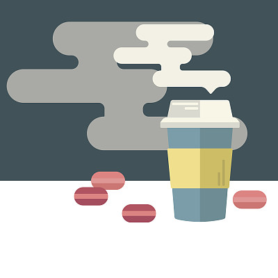 咖啡杯和杏仁饼干，还有文字空间。图片下载