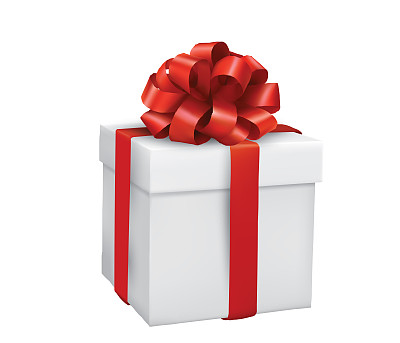 白色礼盒与红色缎带蝴蝶结图片下载