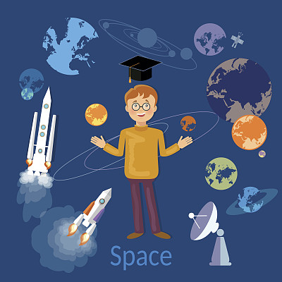 学习天文学和太空的学生图片下载