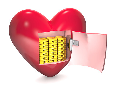 金条和红心。图片下载