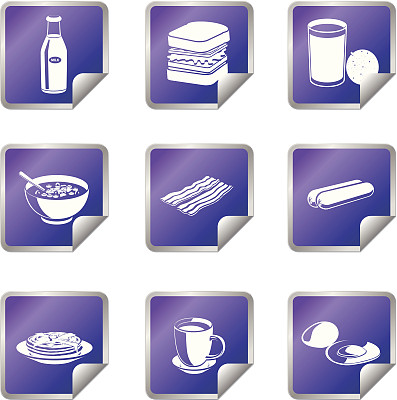 早餐餐点矢量图标贴纸图片下载