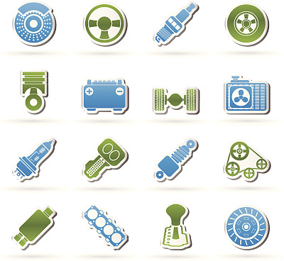 不同类型的汽车零件图标图片下载