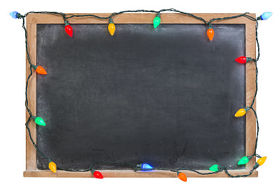 带节日彩灯的黑板图片下载