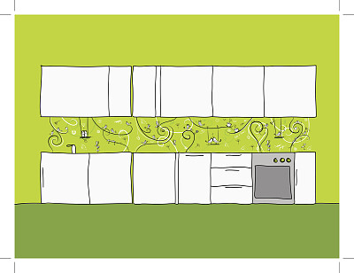 厨房墙的设计有有趣的鸟和猫图片下载