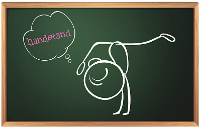 板上有一个人做倒立的草图图片下载