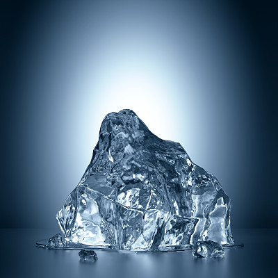 3d融化的冰，冻结的水块，创意冰山插图图片下载