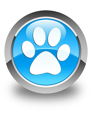 动物足迹图标光滑青蓝圆形按钮图片下载