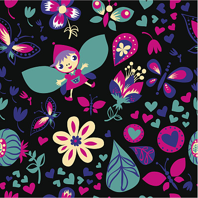 无缝的花卉图案。黑暗的背景。图片下载