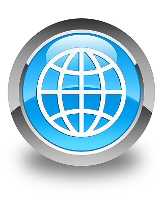 世界图标光滑青蓝圆形按钮图片下载