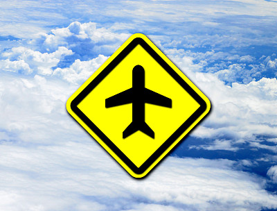 蓝天上飞机机场的标志图片下载