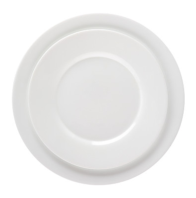 两个空白的白色盘子孤立在白色背景上。图片下载