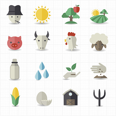 一套农场图标插图图片下载