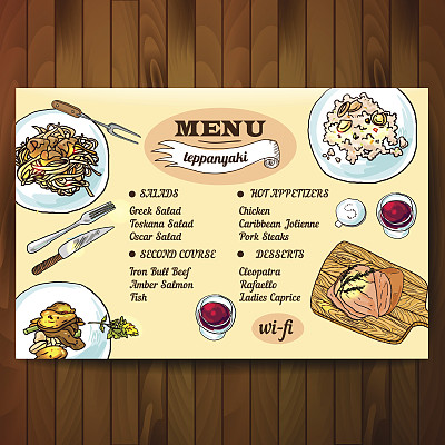 铁板烧食物俯视图图片下载