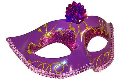 狂欢面具蝴蝶结装饰花缘孤立白色图片下载