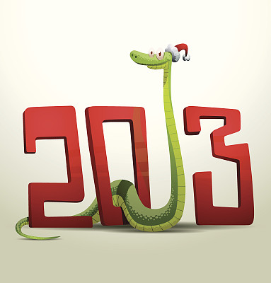 圣诞蛇坐在数字之间图片下载
