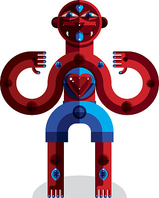 矢量前卫插画的神话人，异教徒的象征。图片下载