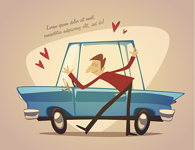 的车。海报。矢量复古风格的插图。图片下载