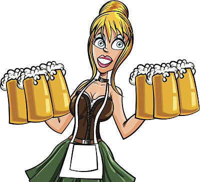 卡通巴伐利亚酒吧服务员。孤立在白色图片下载