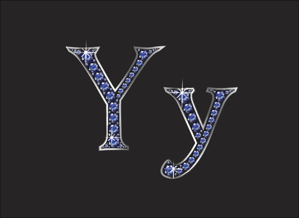 Yy蓝宝石宝石字体与银通道图片下载