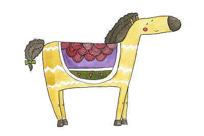 马水彩图片下载