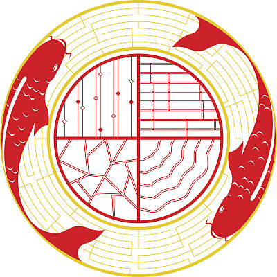 对鲤鱼锦鲤在水上图形设计图片下载