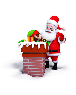 有烟囱的圣诞老人图片下载